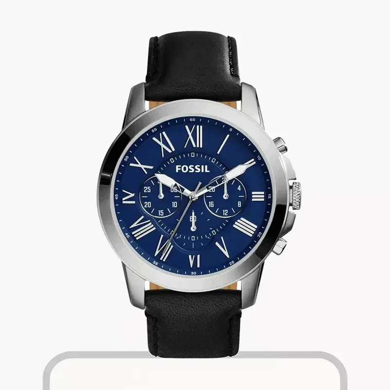 Fossil Grant Blue Dial Leather Men's Watch- FS4990